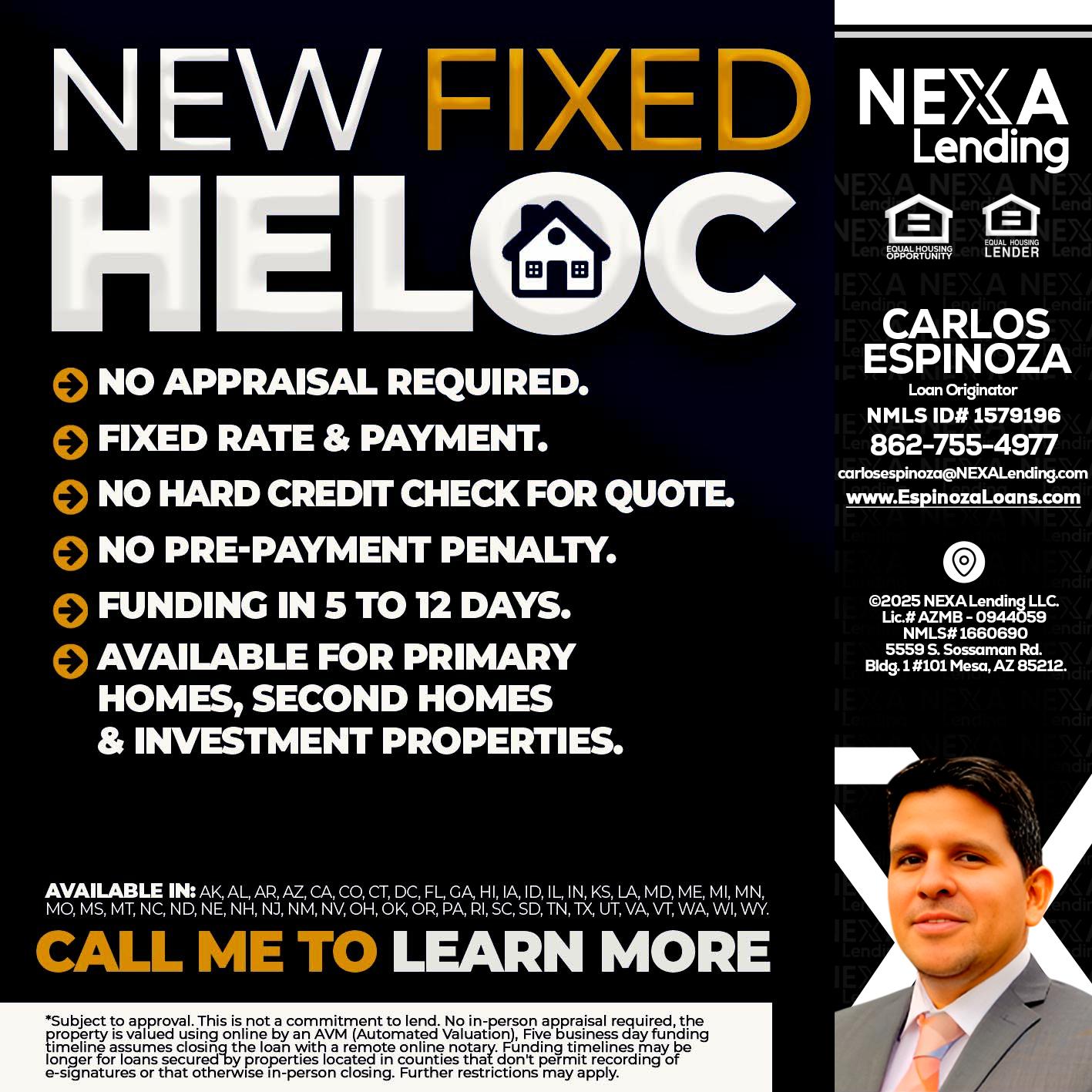 HELOC - Carlos Espinoza -Mortgage Loan Originator