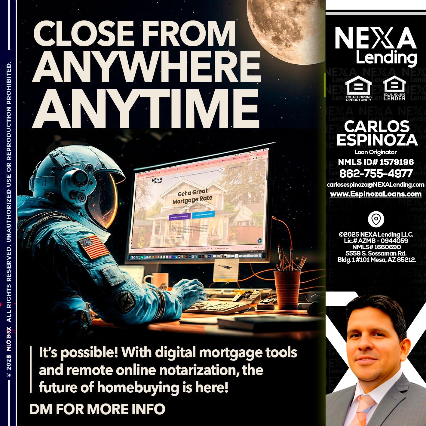 close from - Carlos Espinoza -Mortgage Loan Originator