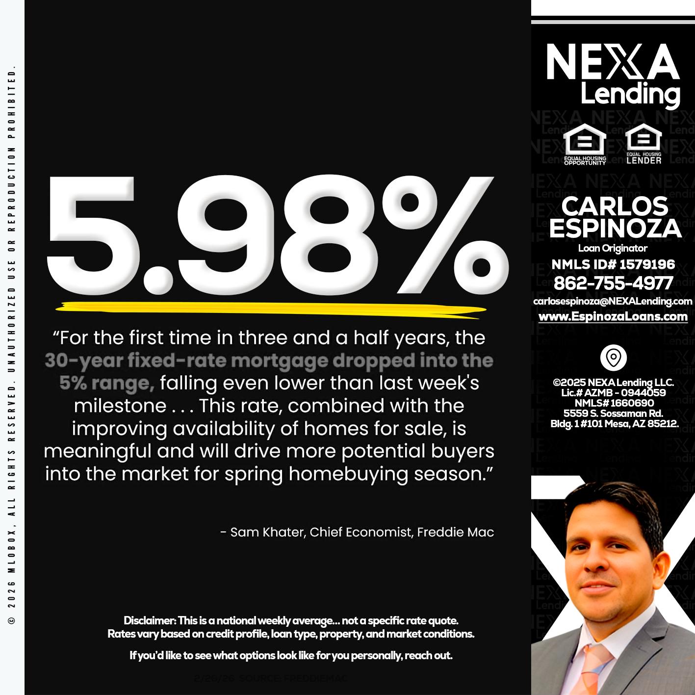 5.98% - Carlos Espinoza -Mortgage Loan Originator