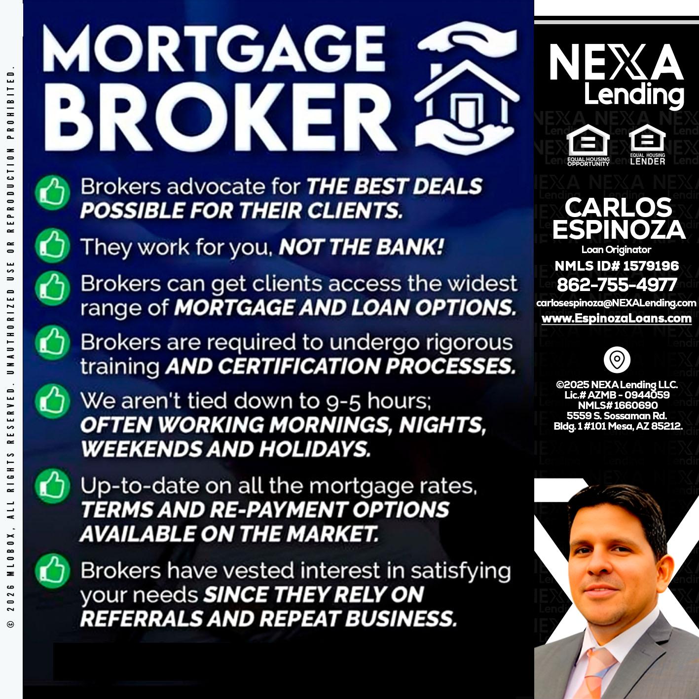 MORTGAGE BROKER - Carlos Espinoza -Mortgage Loan Originator