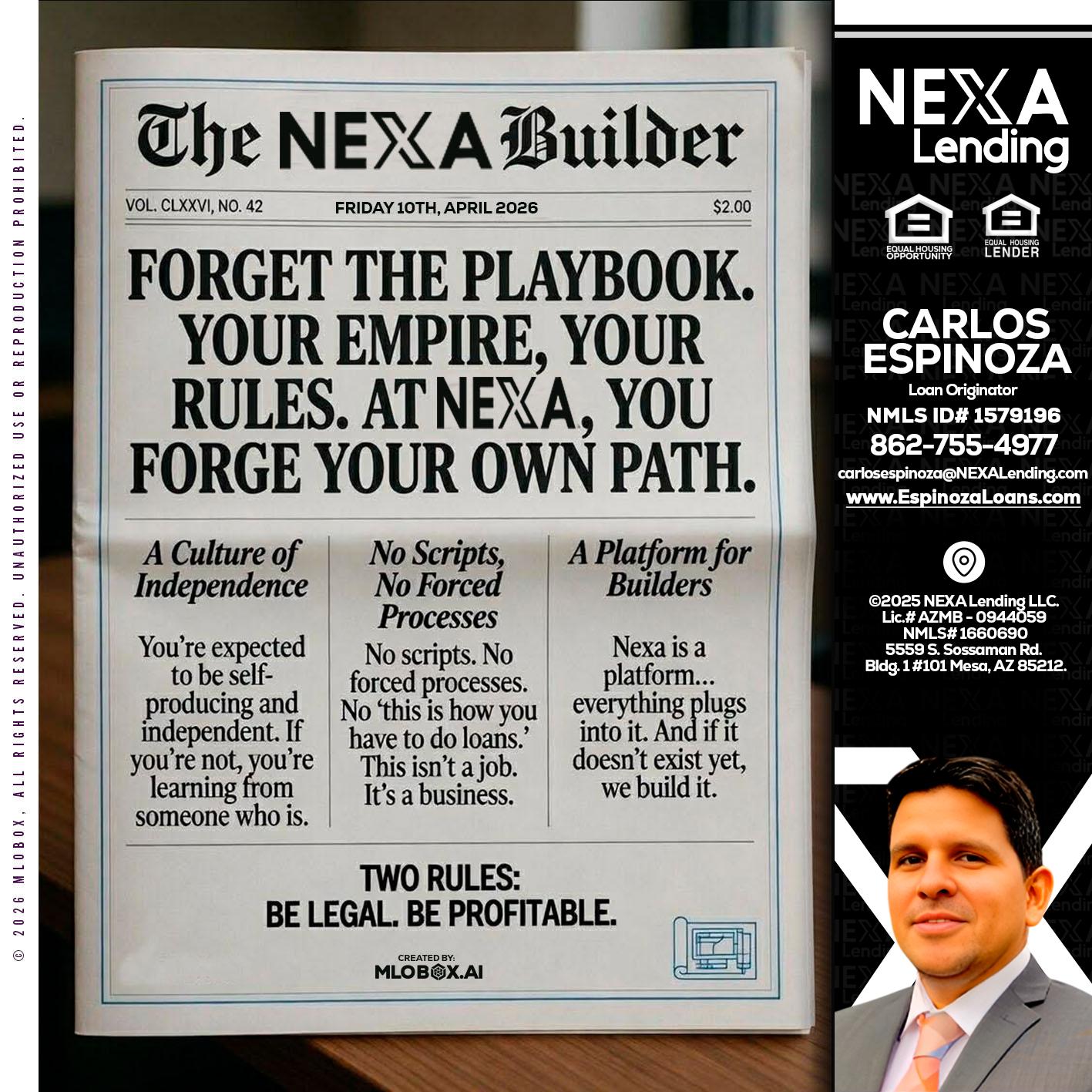 THE NEXA BUILDER - Carlos Espinoza -Mortgage Loan Originator