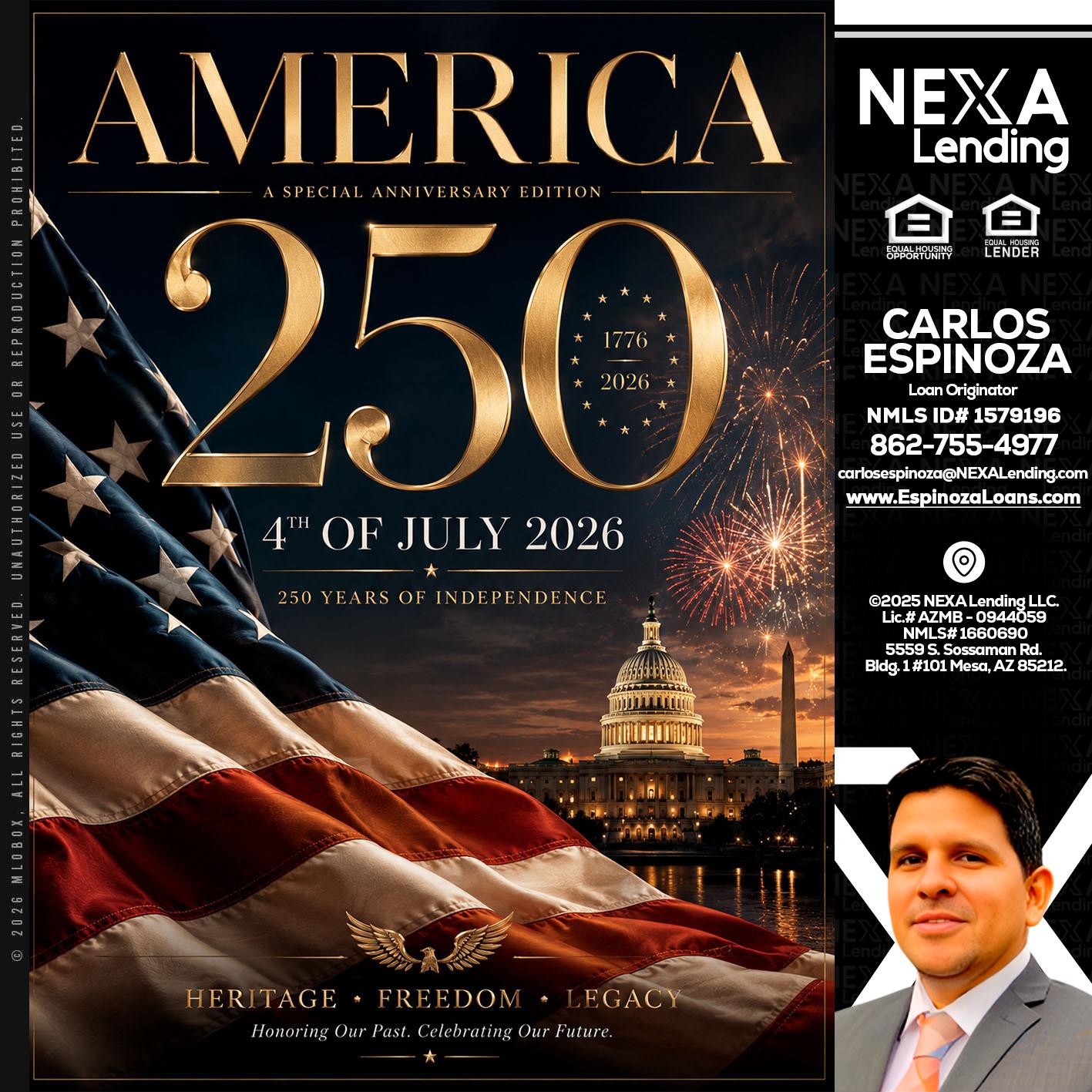 AMERICA 250 TH - Carlos Espinoza -Mortgage Loan Originator