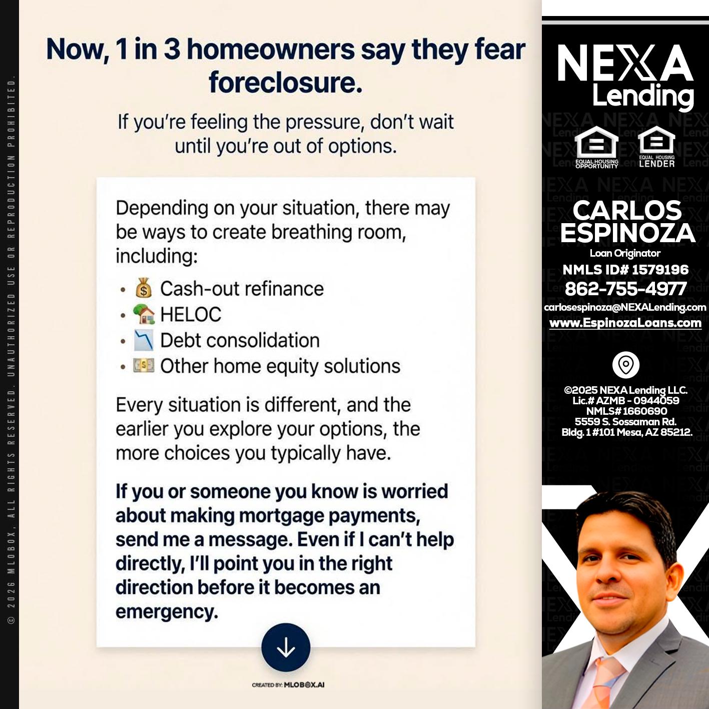 NOW, 1 IN 3 - Carlos Espinoza -Mortgage Loan Originator