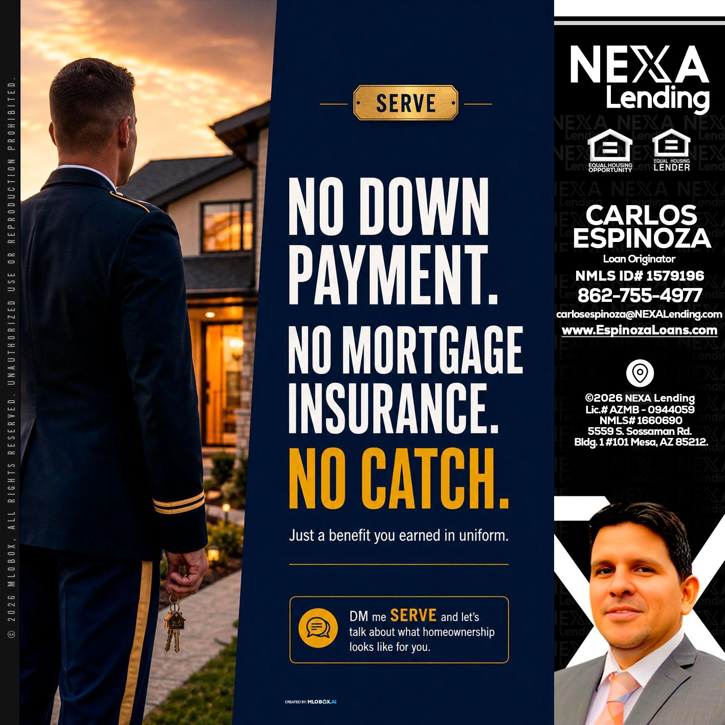 NO DOWN PAYMENT - Carlos Espinoza -Mortgage Loan Originator