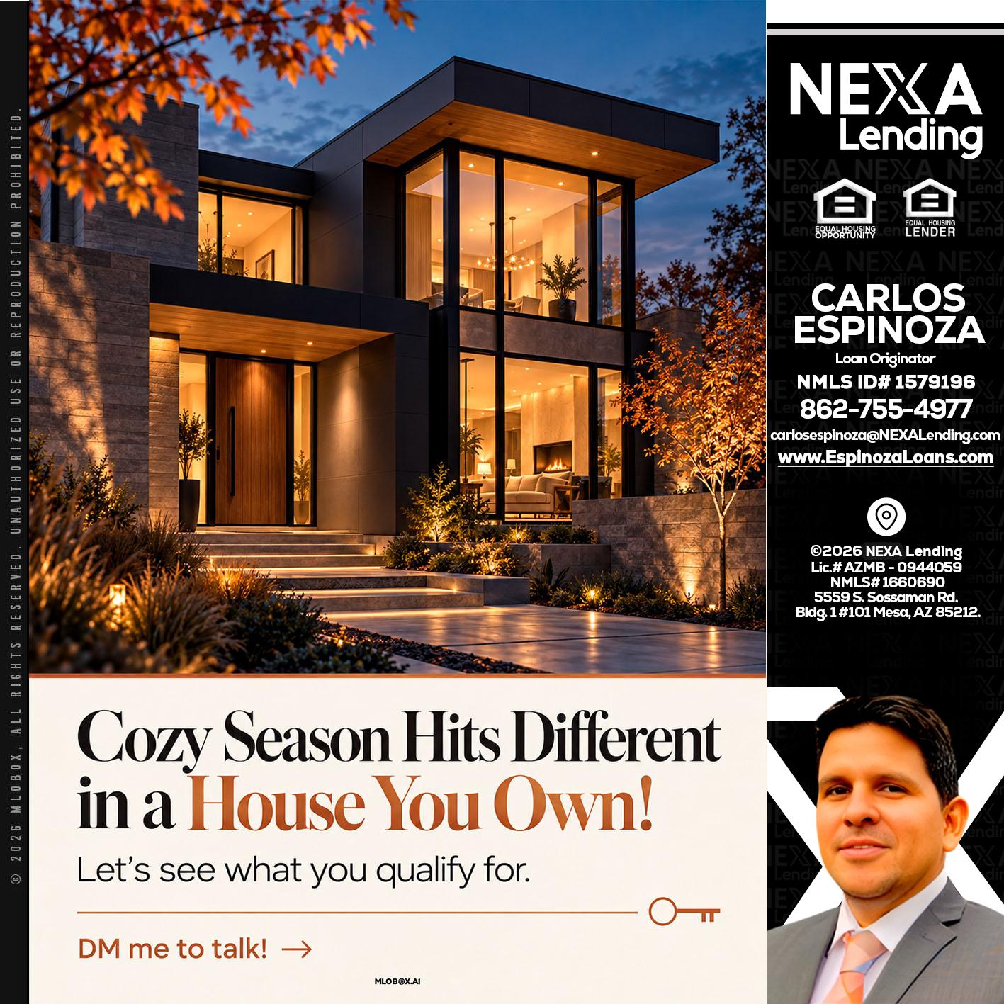 COZY SEASON - Carlos Espinoza -Mortgage Loan Originator