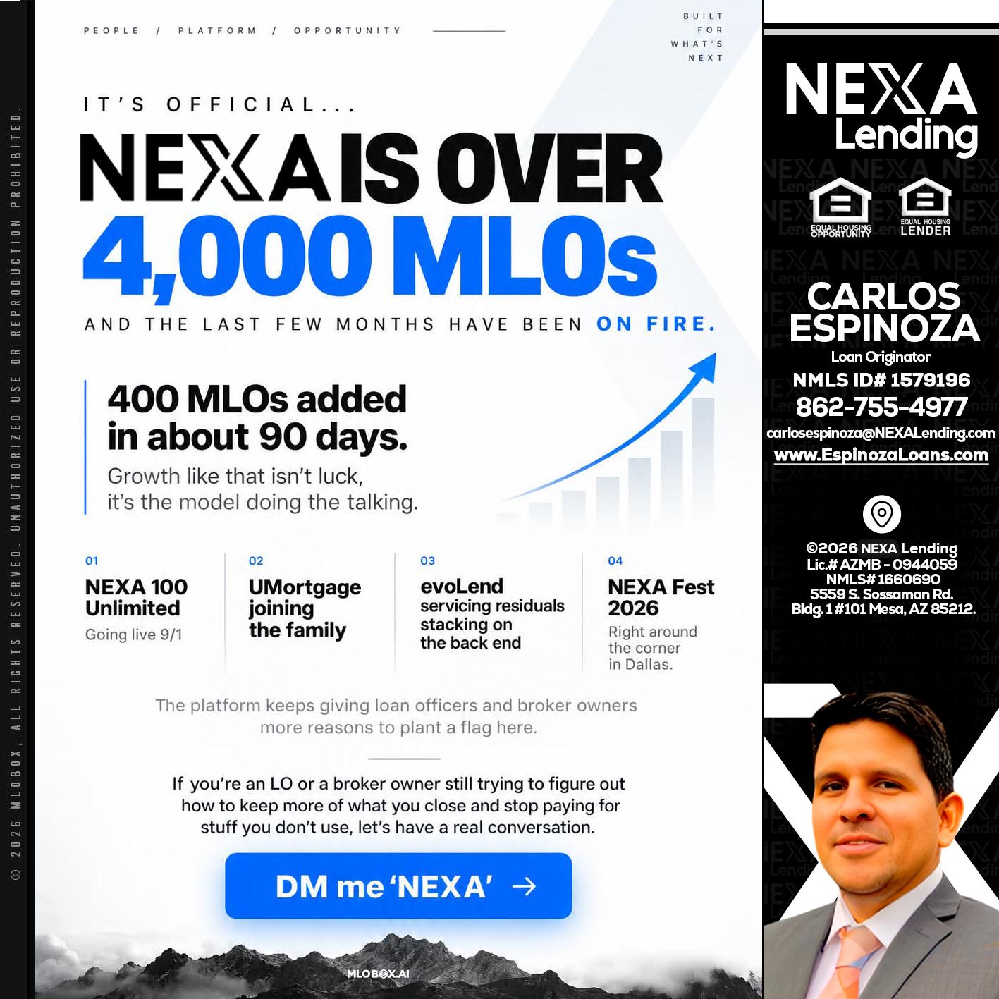NEXA IS OVER 4000 MLOs - Carlos Espinoza -Mortgage Loan Originator